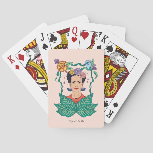 Frida Kahlo Bloemen Lijst Graphic Pokerkaarten (Achterkant)