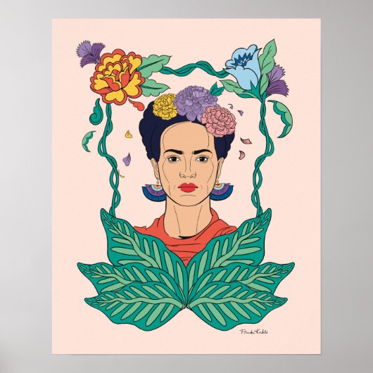Frida Kahlo Bloemen Lijst Graphic Poster (Voorkant)