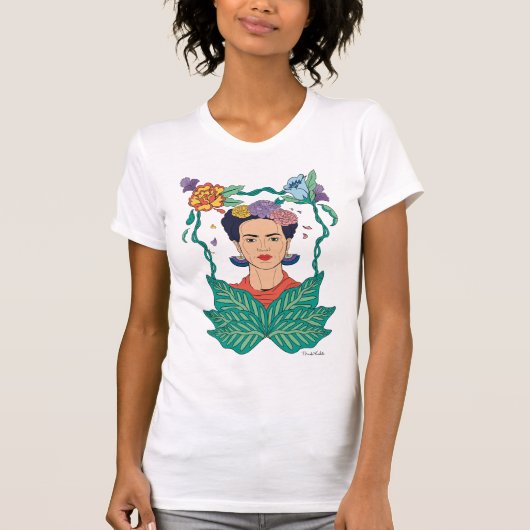 Frida Kahlo Bloemen Lijst Graphic T-shirt (Voorkant)