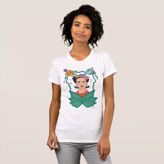 Frida Kahlo Bloemen Lijst Graphic T-shirt (Voorkant volledig)