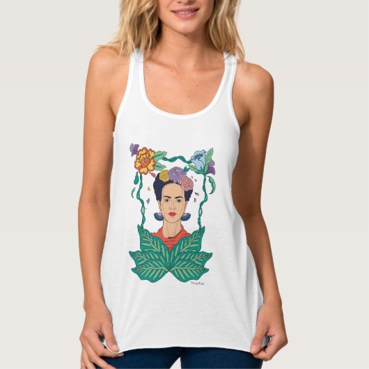 Frida Kahlo Bloemen Lijst Graphic Tanktop (Voorkant)