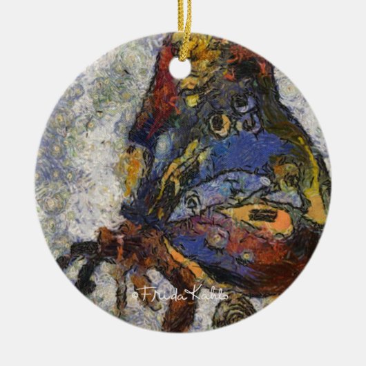 Frida Kahlo Butterfly Monet Geïnspireerd Keramisch Ornament (Voorkant)