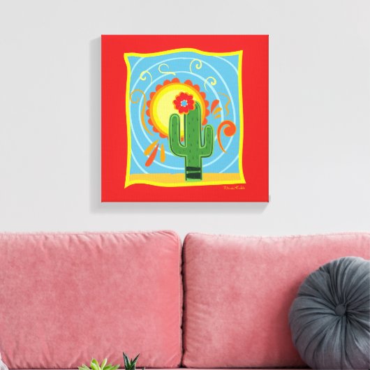 Frida Kahlo Cactus Graphic Canvas Afdruk (Insitu (Woonkamer))