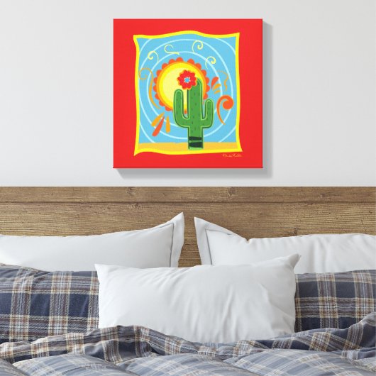 Frida Kahlo Cactus Graphic Canvas Afdruk (Insitu (Slaapkamer))