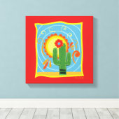 Frida Kahlo Cactus Graphic Canvas Afdruk (Insitu (Houten vloer))