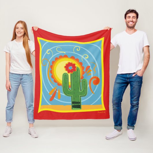 Frida Kahlo Cactus Graphic Fleece Deken (In situ)