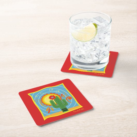 Frida Kahlo Cactus Graphic Kartonnen Onderzetters (Insitu)