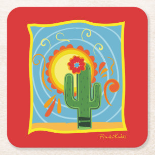 Frida Kahlo Cactus Graphic Kartonnen Onderzetters