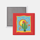 Frida Kahlo Cactus Graphic Magneet (Voorkant / Achterkant)