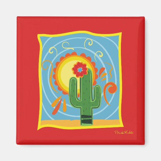 Frida Kahlo Cactus Graphic Magneet (Voorkant)