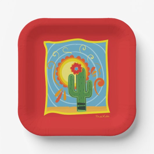 Frida Kahlo Cactus Graphic Papieren Bordje (Voorkant)