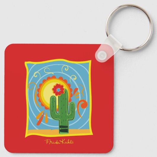 Frida Kahlo Cactus Graphic Sleutelhanger (Achterkant)
