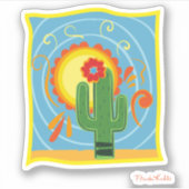Frida Kahlo Cactus Graphic Sticker (Voorkant)