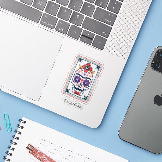Frida Kahlo | Calavera Sticker (Laptop met iPhone)