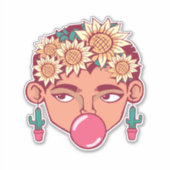 Frida Kahlo Cartoon Sticker (Voorkant)