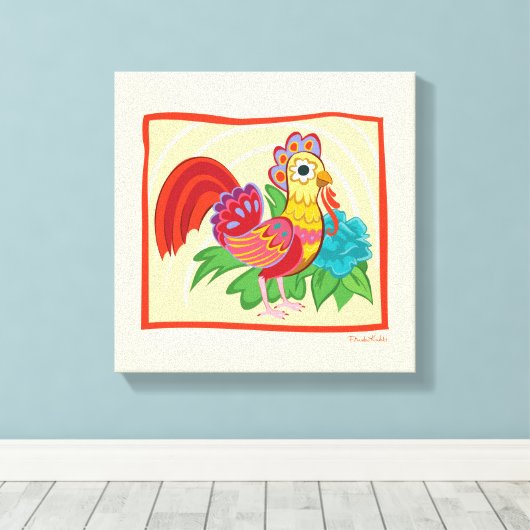 Frida Kahlo Chicken Graphic Canvas Afdruk (Insitu (Houten vloer))