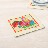 Frida Kahlo Chicken Graphic Kartonnen Onderzetters (Schuin)