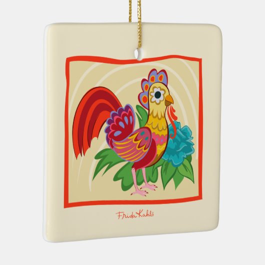 Frida Kahlo Chicken Graphic Keramisch Ornament (Rechts)