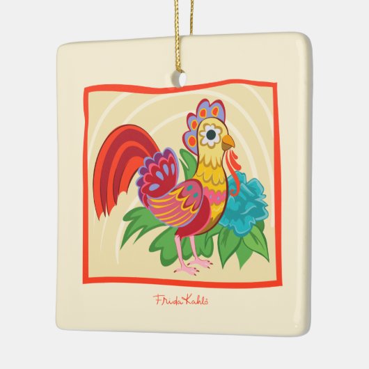 Frida Kahlo Chicken Graphic Keramisch Ornament (Links)