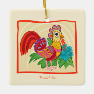 Frida Kahlo Chicken Graphic Keramisch Ornament