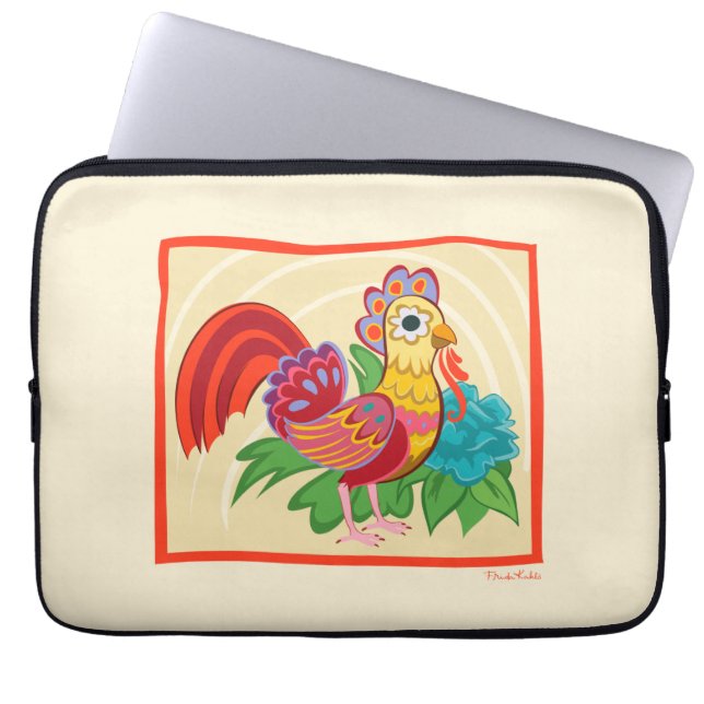 Frida Kahlo Chicken Graphic Laptop Sleeve (Voorkant)