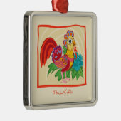 Frida Kahlo Chicken Graphic Metalen Ornament (Rechts)