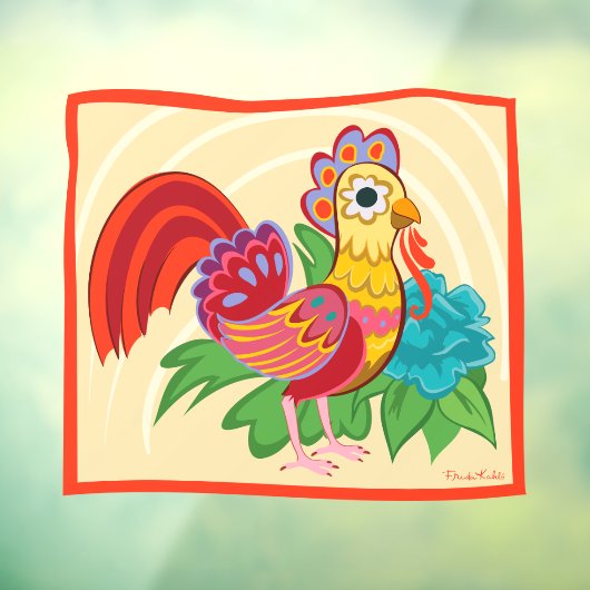 Frida Kahlo Chicken Graphic Raamsticker (Vel 3)