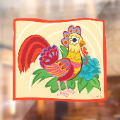 Frida Kahlo Chicken Graphic Raamsticker (Vel 2)