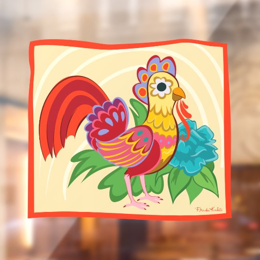 Frida Kahlo Chicken Graphic Raamsticker (Vel 2)
