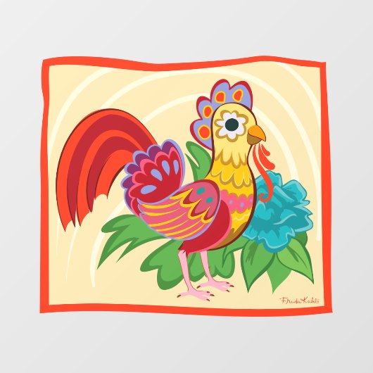 Frida Kahlo Chicken Graphic Raamsticker (Vel)