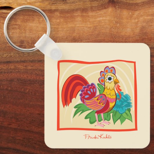Frida Kahlo Chicken Graphic Sleutelhanger (Voorkant)