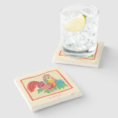 Frida Kahlo Chicken Graphic Stenen Onderzetter (Zijkant)