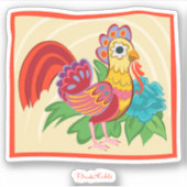 Frida Kahlo Chicken Graphic Sticker (Voorkant)