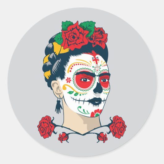Frida Kahlo | El Día de los Muertos Ronde Sticker (Voorkant)