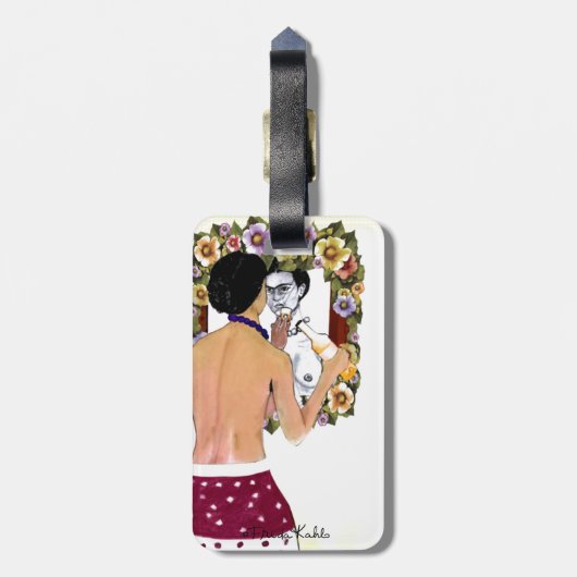 Frida Kahlo en el Espejo Portrait Bagagelabel (Achterkant verticaal)