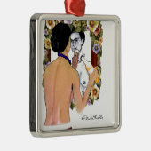 Frida Kahlo en el Espejo Portrait Metalen Ornament (Rechts)