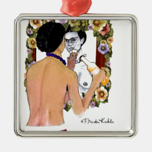 Frida Kahlo en el Espejo Portrait Metalen Ornament