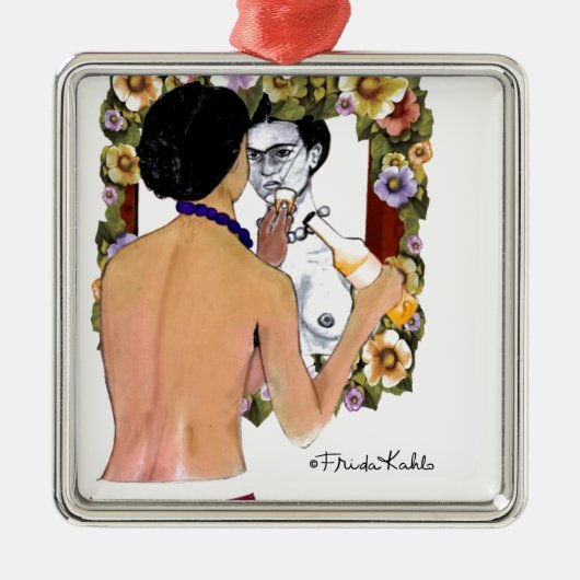 Frida Kahlo en el Espejo Portrait Metalen Ornament (Voorkant)