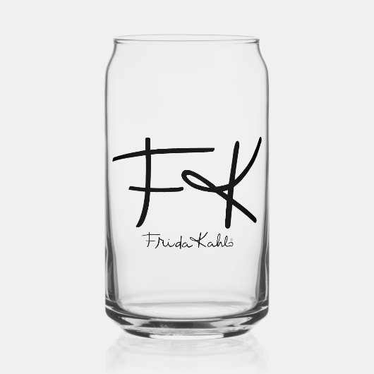 Frida Kahlo "FK" Monogram-handtekening Blikvorm Glas (Voorkant)