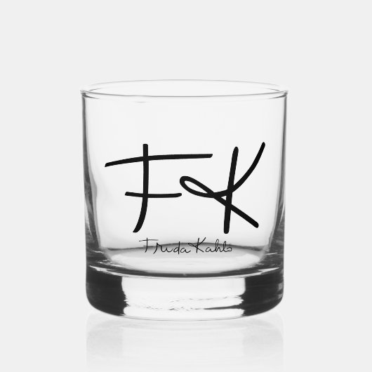 Frida Kahlo "FK" Monogram-handtekening Whisky Glas (Voorkant)