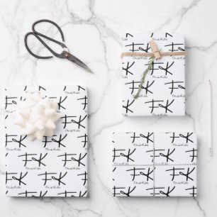 Frida Kahlo "FK" Monogram-handtekeningpatroon Inpakpapier Vel