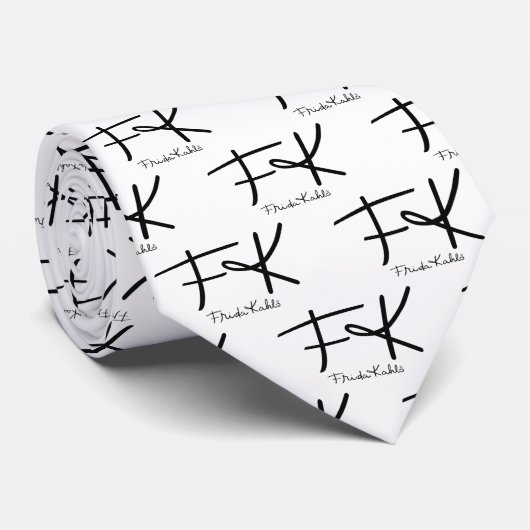 Frida Kahlo "FK" Monogram Signature Pattern Stropdas (Opgerold)