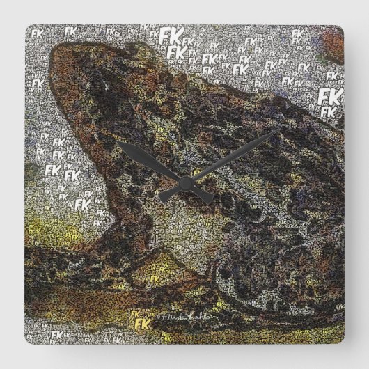 Frida Kahlo FK-stijl Kikkikkerschilfers Vierkante Klok (Voorkant)