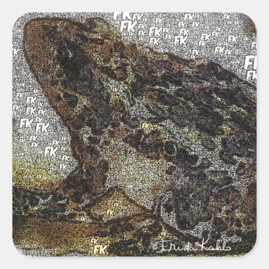 Frida Kahlo FK-stijl Kikkikkerschilfers Vierkante Sticker (Voorkant)