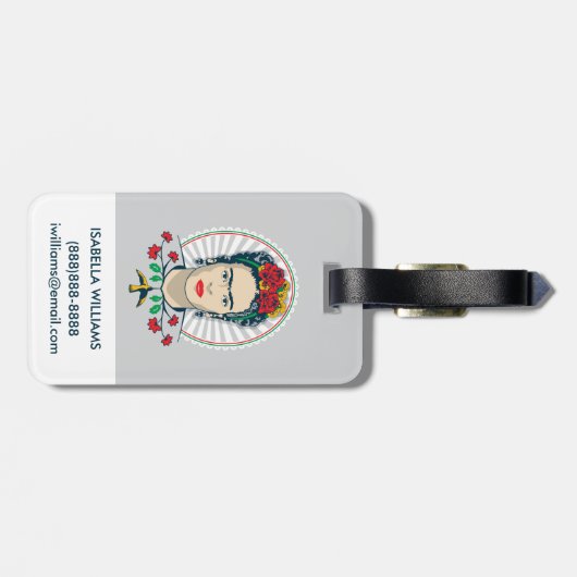 Frida Kahlo |  Floral Bagagelabel (Achterkant horizontaal)