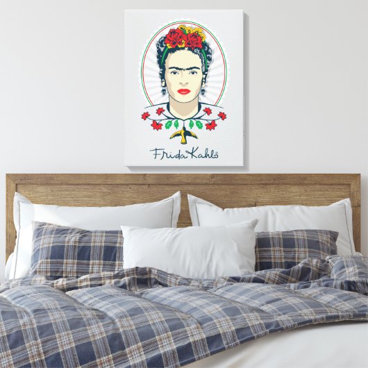 Frida Kahlo |  Floral Canvas Afdruk (Insitu (Slaapkamer))