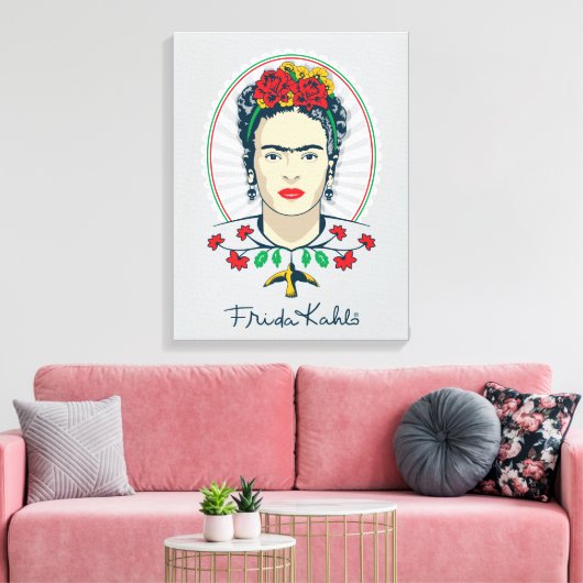 Frida Kahlo |  Floral Canvas Afdruk (Insitu (Woonkamer))