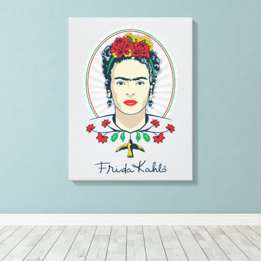 Frida Kahlo |  Floral Canvas Afdruk (Insitu (Houten vloer))