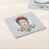 Frida Kahlo |  Floral Kartonnen Onderzetters (Schuin)