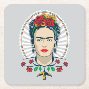 Frida Kahlo    Floral Kartonnen Onderzetters